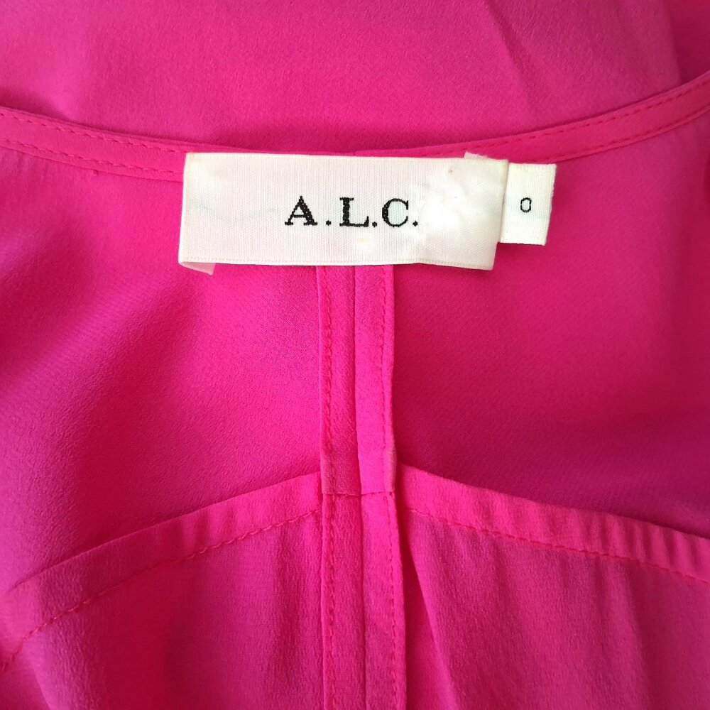 A.L.C. Women's Dress Pink Mini Enzo Silk Wrap Surplice V Neck Designer Size 0 - Picture 7 of 10